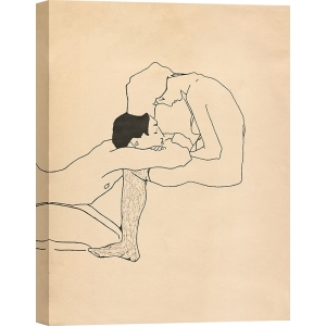 Tableau sur toile, affiche Amoureux de Egon Schiele