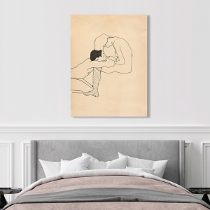 Art print and canvas, Lovers by Egon Schiele