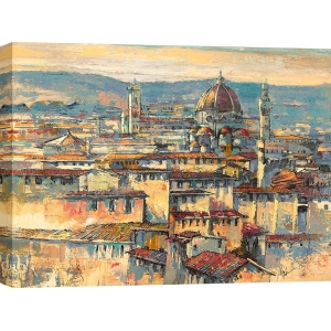Quadro moderno Firenze, stampa su tela. Luigi Florio, Sole su Firenze