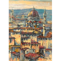 Tableau sur toile, affiche Soleil sur Florence (détail) de Florio