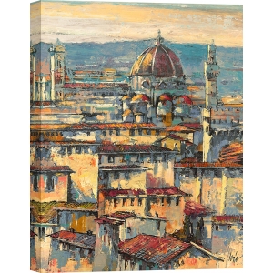 Kunstdruck, Leinwandbilder, Sonne über Florenz (Detail) von Luigi Florio