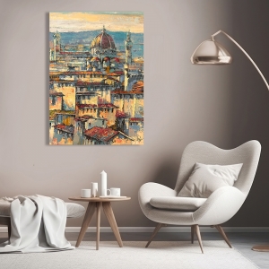 Art print and canvas, Sun over Florence (detail) by Luigi Florio