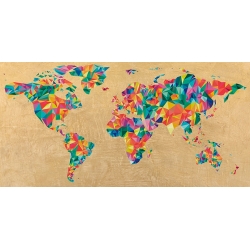 Leinwandbilder, Multicolor Weltkarte (golden) von Joannoo