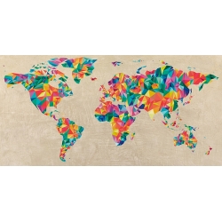Tableau sur toile The World's Map in Watercolor - Cartes du monde - Tableaux
