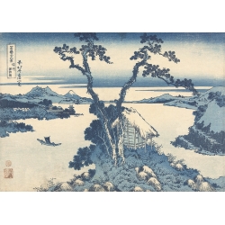 Quadro, stampa giapponese. Hokusai, Una vista del monte Fuji, lago Suwa