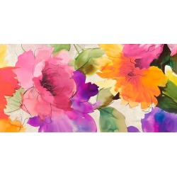 Quadro floreale moderno, stampa su tela. Kelly Parr, Fiori colorati