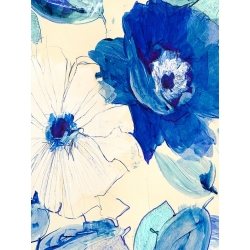 Quadro floreale moderno, stampa su tela. Kelly Parr, Fiori in blu I