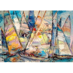 Cuadro de barcos en lienzo y lámina, Velas al viento de Luigi Florio
