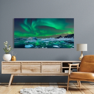 Art print and canvas, Aurora Borealis, Iceland (detail)
