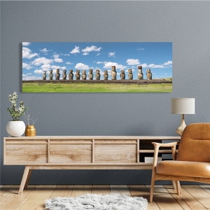 Tableau sur toile, affiche, Statues Moai sur l'île de Pâques