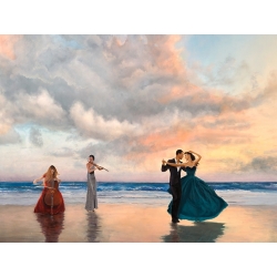 Vettriano inspired canvas, Dancing on the Beach by Pierre Benson
