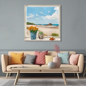 Kunstdruck, Leinwandbilder, Fenster am Strand I von Remy Dellal