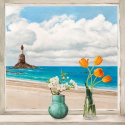 Kunstdruck, Leinwandbilder, Fenster am Strand II von Remy Dellal