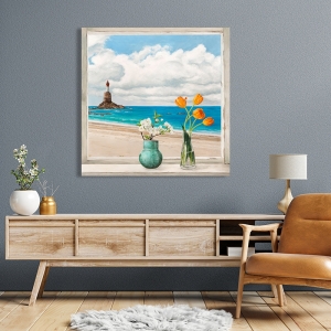 Cuadro, lienzo y lámina, Ventana con vista a la playa II de Remy Dellal