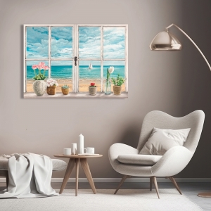 Tableau sur toile, affiche, Fenêtre sur la mer de Remy Dellal