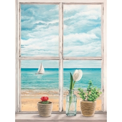Cuadro en lienzo y lámina, Una ventana al mar II de Remy Dellal