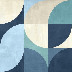 Geometric abstract print, blue, Full Moon by Sandro Nava