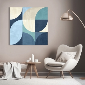 Geometric abstract print, blue, Full Moon by Sandro Nava