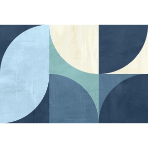 Blue geometric print and canvas, Moonlight by Sandro Nava