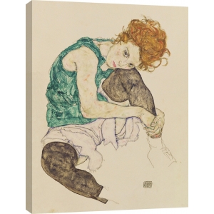 Quadro, stampa su tela. Egon Schiele, Donna seduta con ginocchio piegato