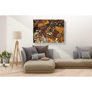 Wall art print and canvas. Egon Schiele, Crescent of Houses, The Small City V