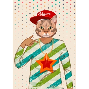 Quadro gatto vestito, stampa su tela. Matt Spencer, Hip Hopper
