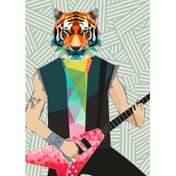 Modern print with animal, tiger, Punk Rocker by Matt Spencer