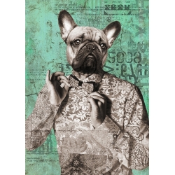 Cuadro perro vestido, lienzo y lámina, Dandy Boy (BW) de VizLab