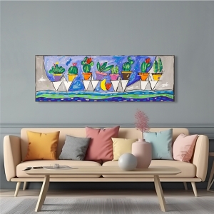 Colorful art print with cactus, Floating Garden by  Wallas