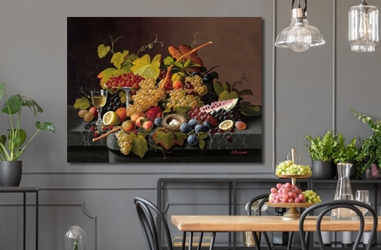 Tableaux Nature Morte avec Fruits et Fleurs | Reproduction sur toile